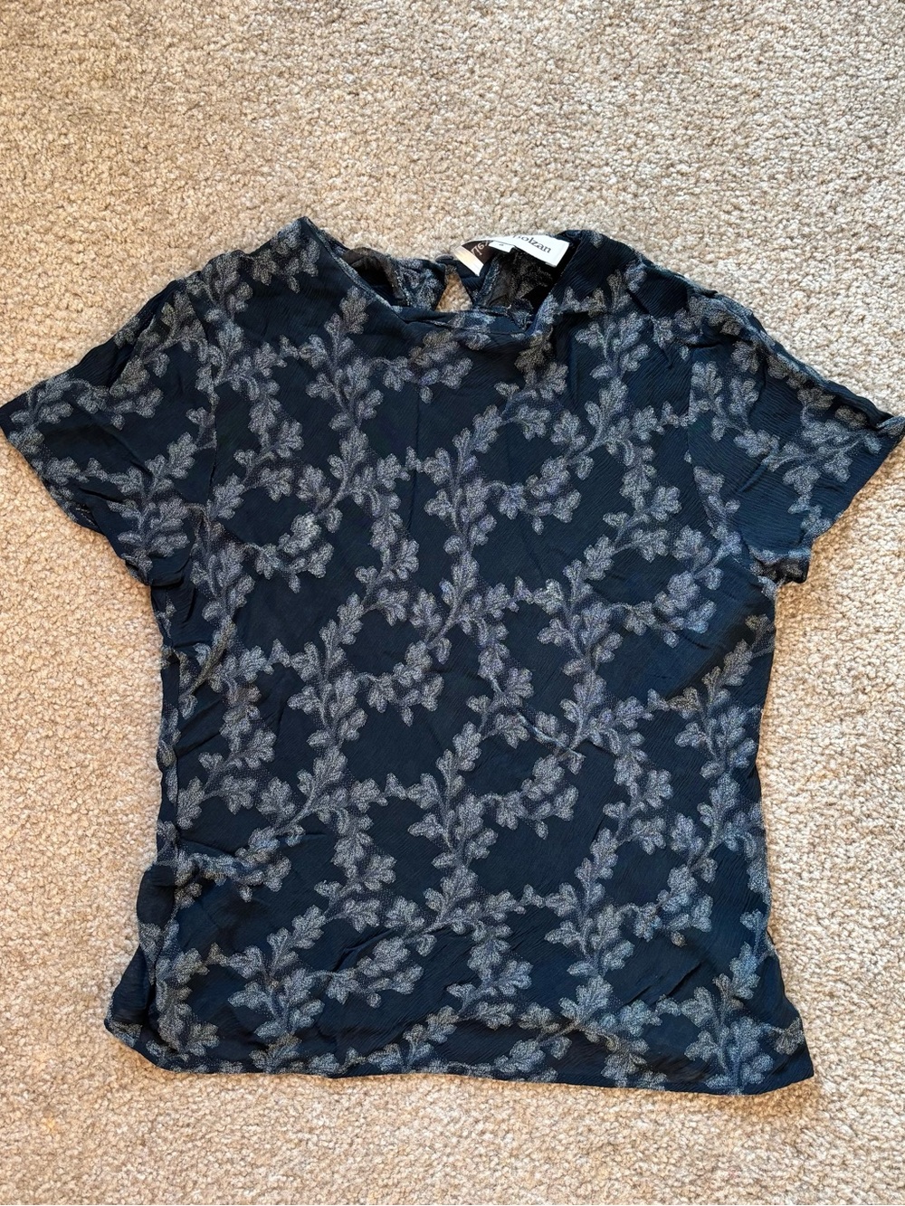 navy floral mesh top